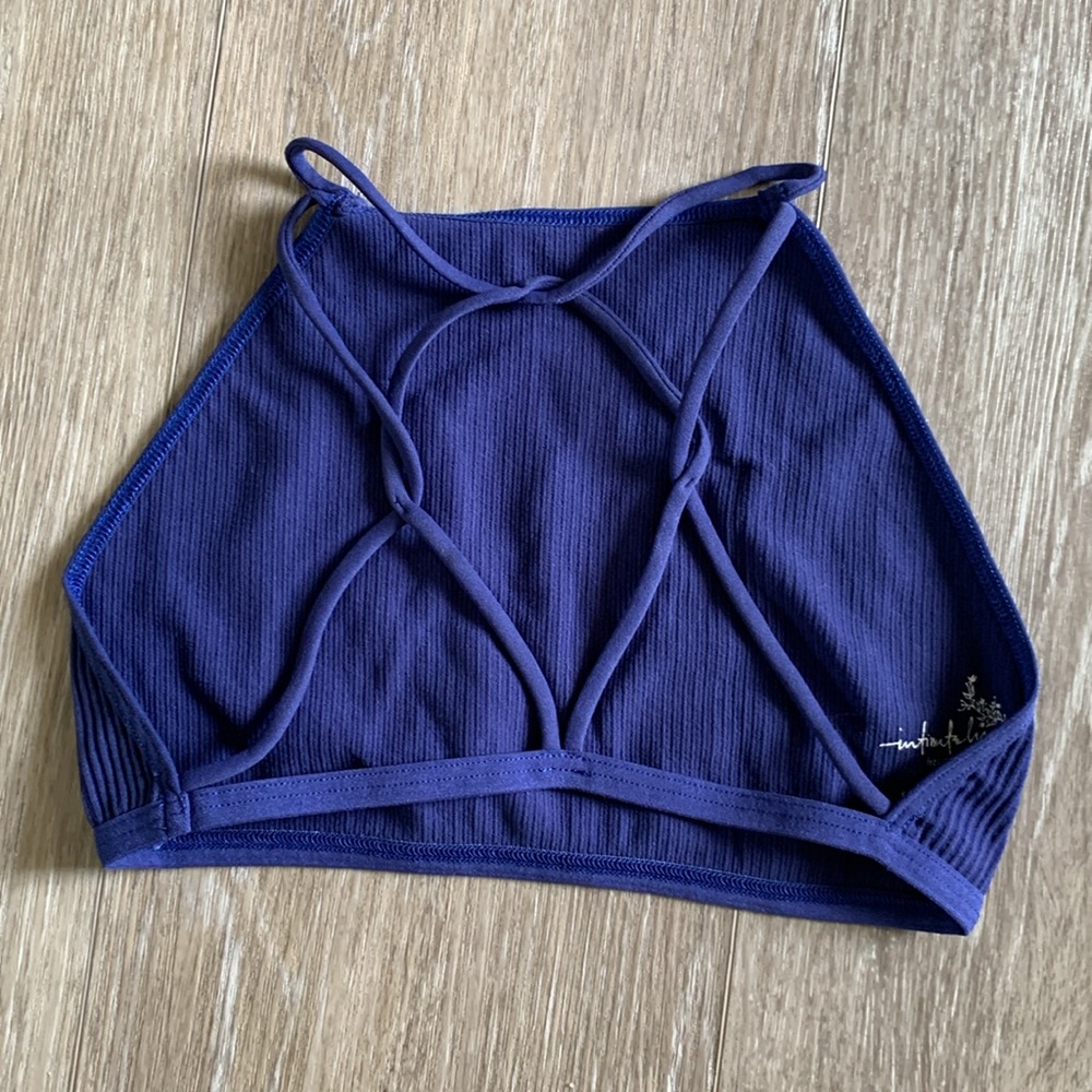 NWOT FREE PEOPLE High Neck Strappy Back Bralette Blue - Picture 5 of 7